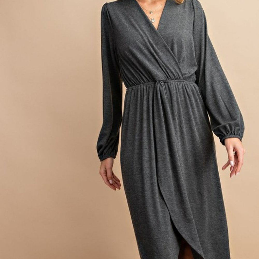NWT FSL Apparel Charcoal Long Sleeve Dress